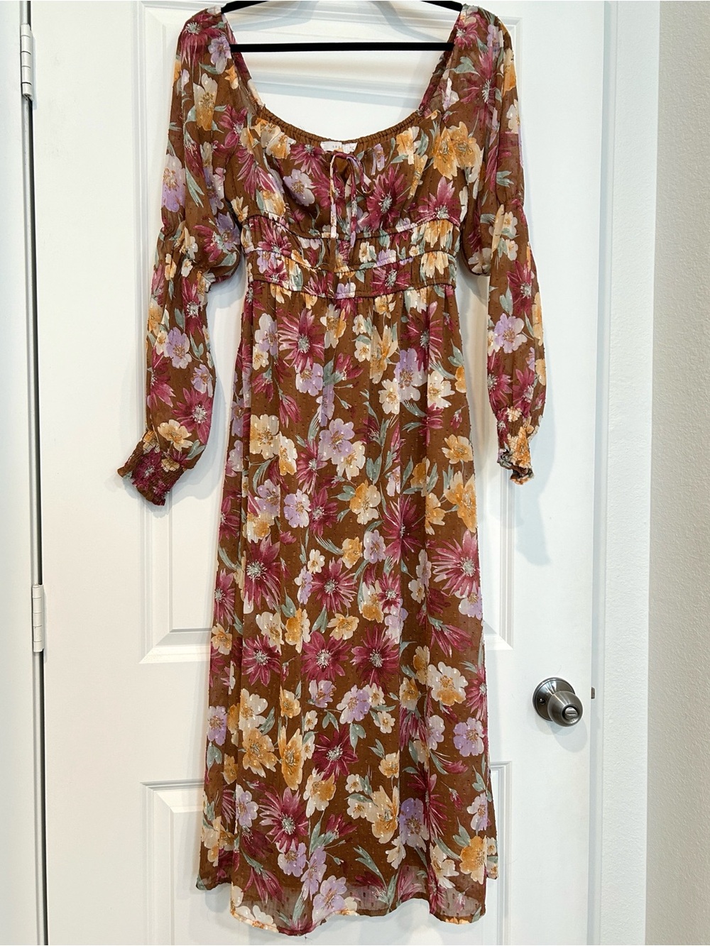 Lush Mocha Brown Floral Dress